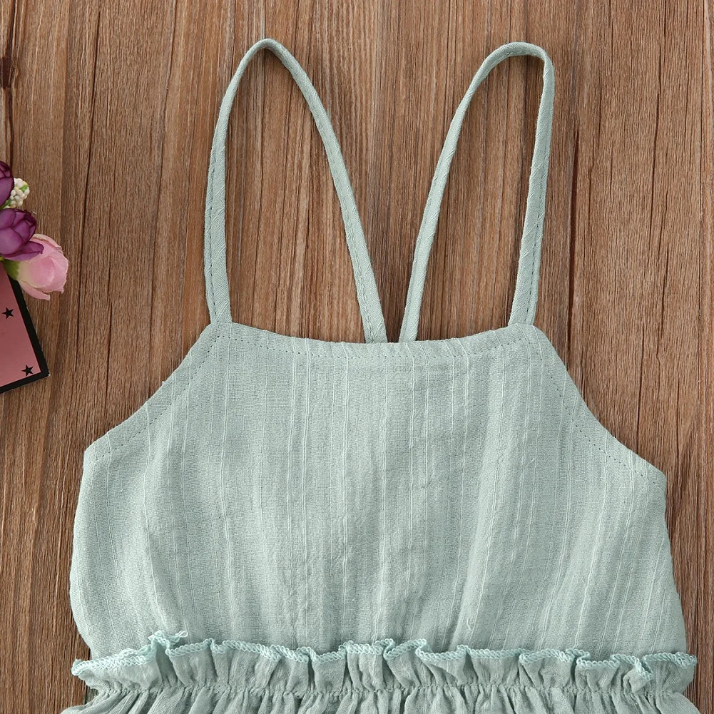 2020 Baby Romper Dress Newborn Baby Girl Clothes Sleeveless Belts Green Romper Jumpsuit with Tutu Skirts Summer Outfit 0-18M