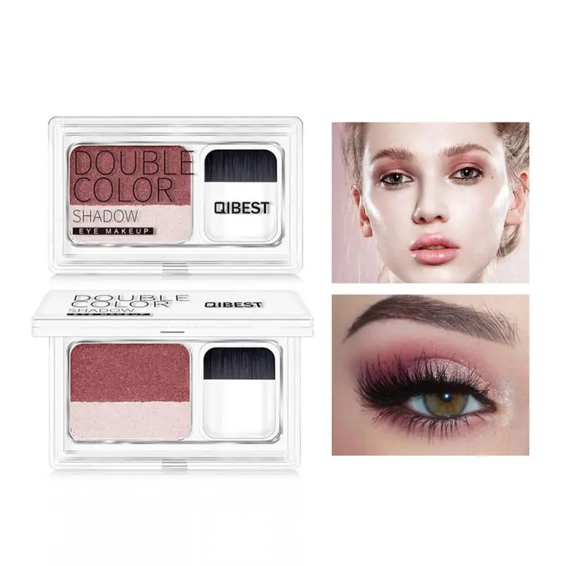 QIBEST 1 шт двухцветные тени lazy eye shadow seal двухцветные градиентные жемчужные тени для век с кистью TSLM2