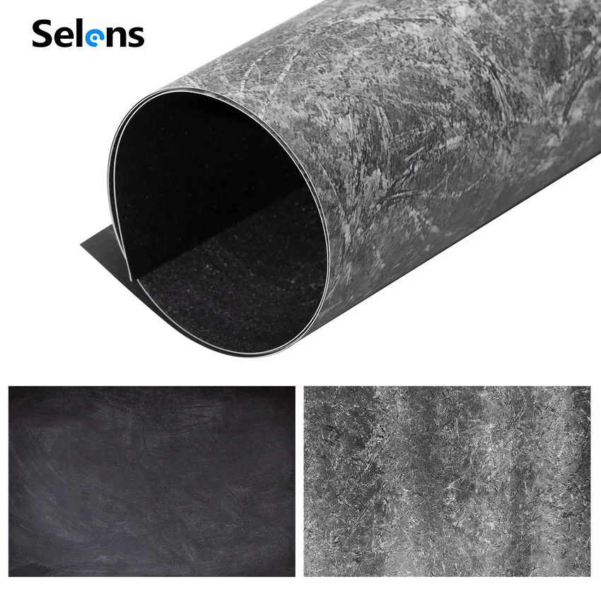 Selens 57*87Cm Ins Style Double Sides Wood Marble Wall Come Vintage Photography Background Paper Board Prop Per Il Cibo
