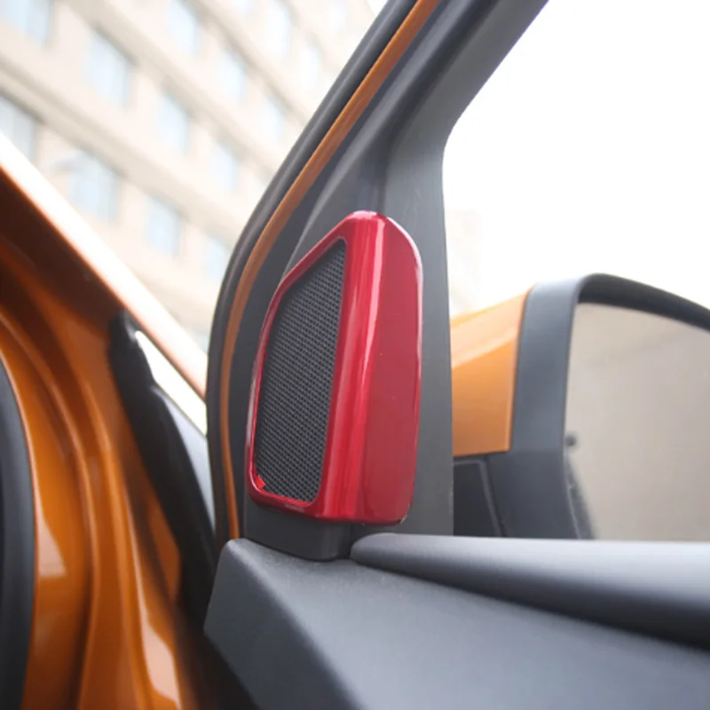 ALittleChange автомобильный хромированный руль отделка внутренняя дверная ручка Чаша коробка вентиляционное отверстие крышка наклейка для Ford Focus 3 4 MK3 MK4 - Название цвета: ABS red 2pcs