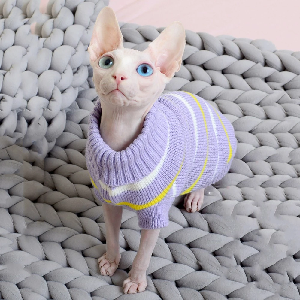 Winter Warm Sphynx Cat Clothes Puppy Kitten Knitted Sweater