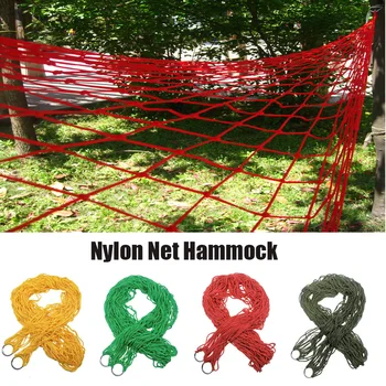 

Portable Nylon Mesh Hammock Sleeping Bed Outdoor Travel Camping Blue Green Red Hanging Folding Patio Swing Chair Hammock