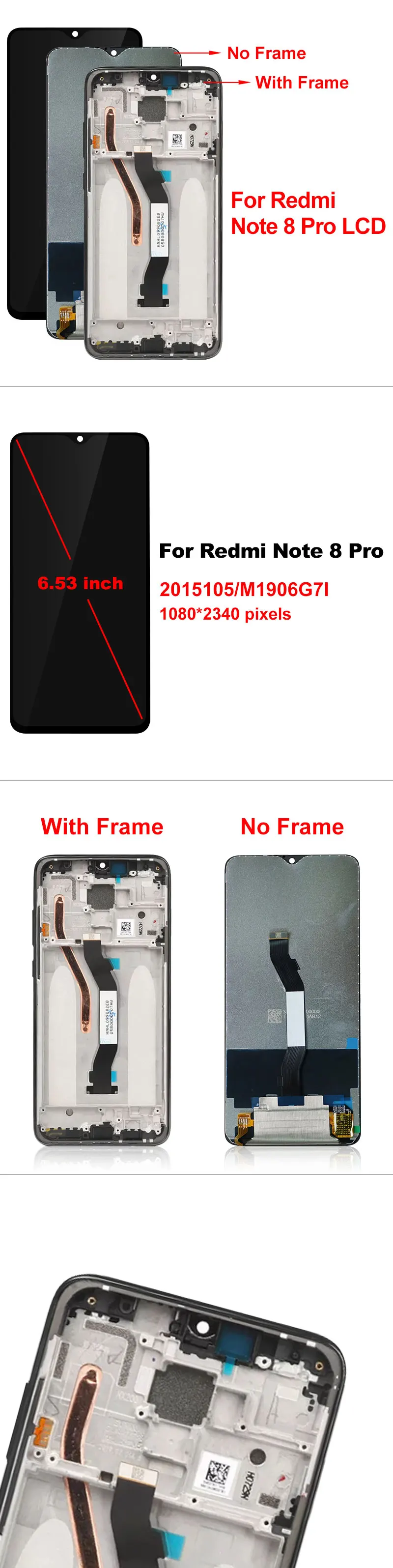 Дисплей для Xiaomi Redmi Note 8 Pro, ЖК-дисплей, сенсорный экран, запасные части для Redmi Note 8 Pro, ЖК-экран