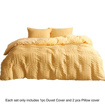 

3pcs Bedding Set Comfortable Queen Size Gift Seersucker Accessories Solid Quilt Cover Pillowcase Home Decor Modern Ultra Soft