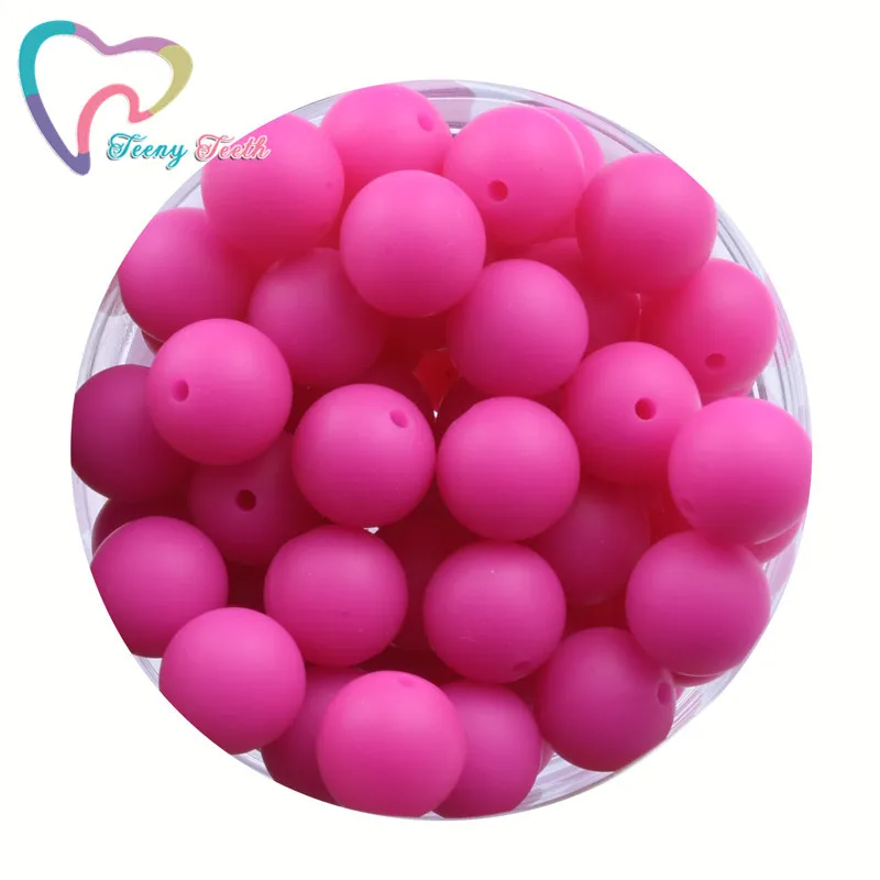 Fuchsia Для подростков Зубов 20 шт., для пищевых продуктов детский Прорезыватель 12-15 мм круглые шариковые бусины силиконовые шестиугольник 17 мм Соска с бусами зажимы цепочка ручная работа - Цвет: Fuchsia