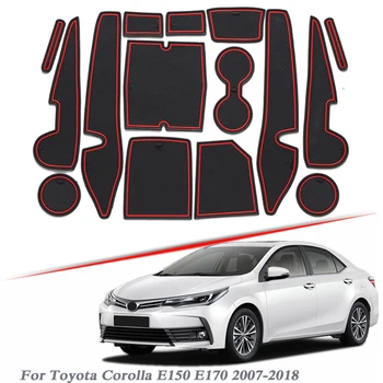 

15pcs Car Styling Gate slot pad For Toyota Corolla E150 E170 2007-2018 Silica Gel Door Groove Mat interior Non-slip dust Mat