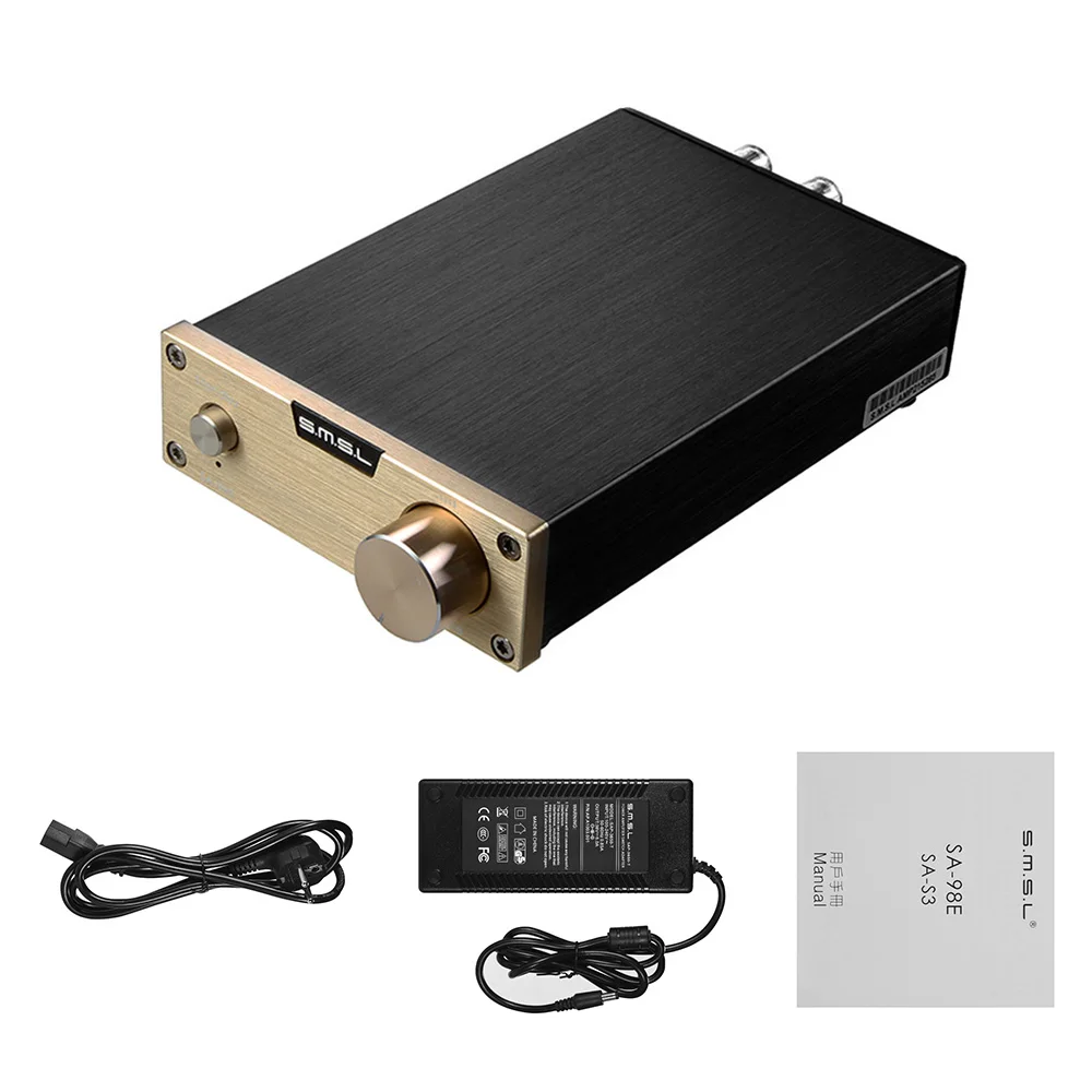 

Hot New S.M.S.L SA-98E Professional Stereo HiFi Digital Speaker Audio Amplifier Amp TDA7498E with Power Adapter Aluminium Case