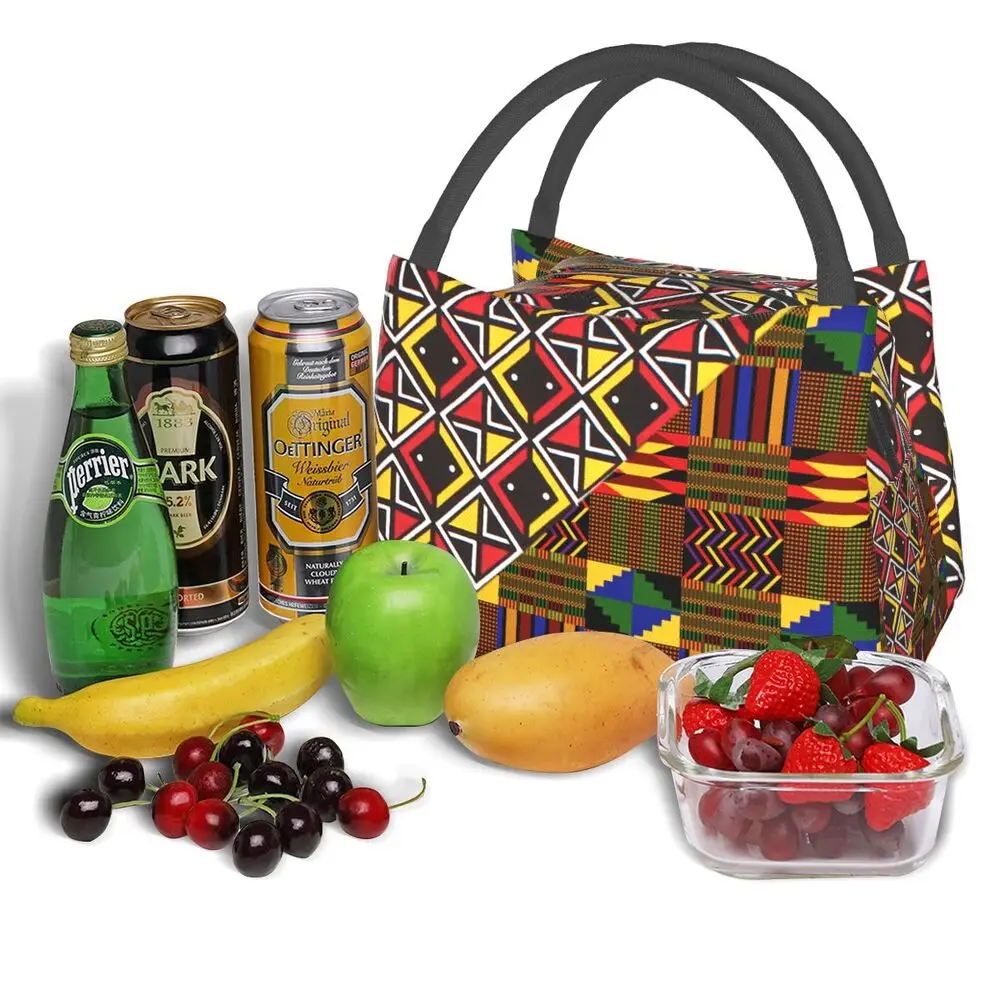 African Fabric Print Lunch Bag Tote Thermal Food Container Bag Women Kids Lunchbox Picnic Supplies Insulated Cooler Bento Bags