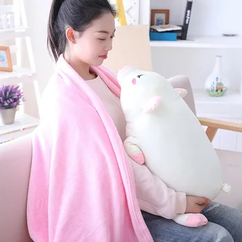 

New cute down cotton dozing pig doll dual purpose pillow lunch break Blanket Pink Girl Heart Gift prone pig