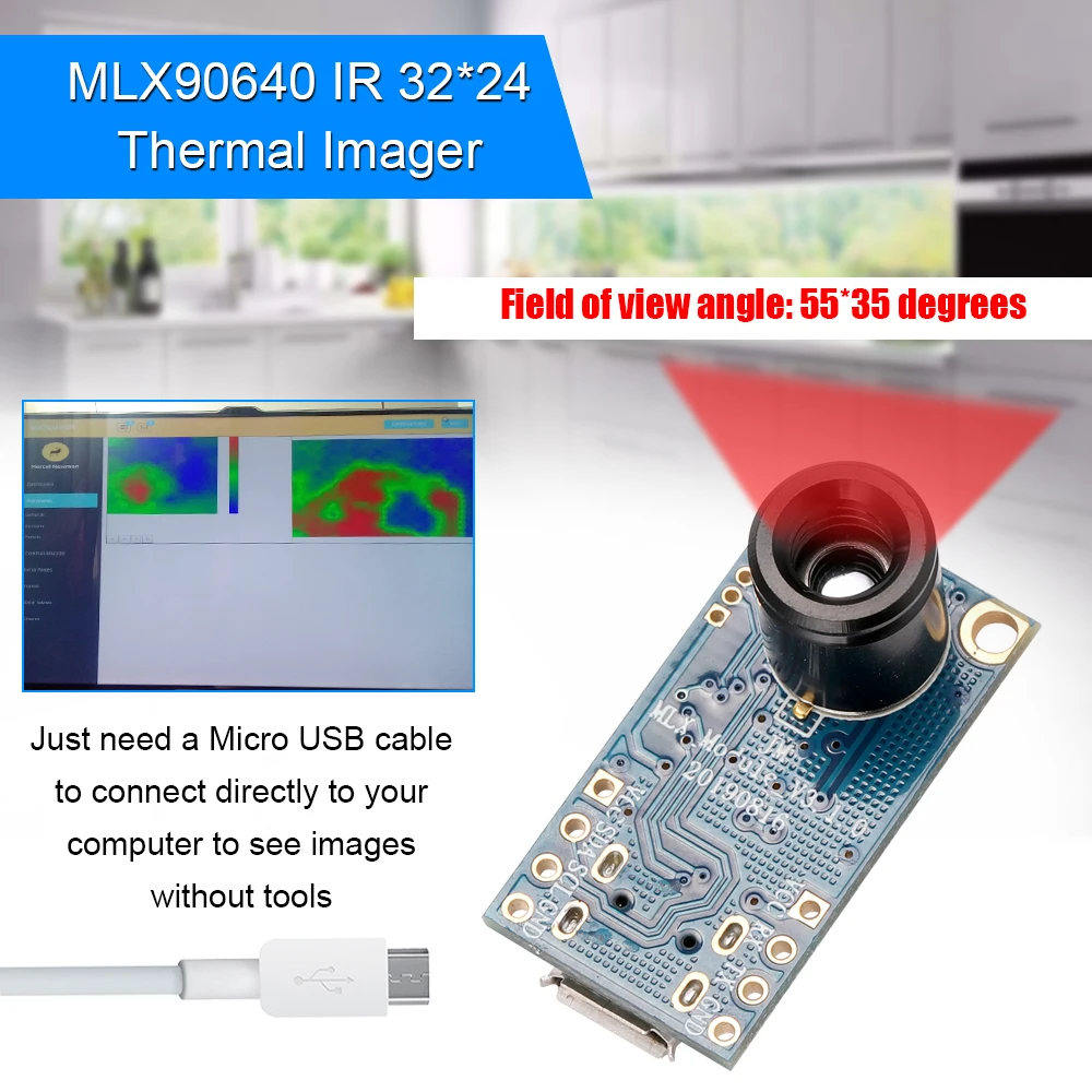 MLX90640 IR 32*24 Разработка DIY модуль практичный тепловизор модуль инфракрасный термометрический точечный матричный сенсор