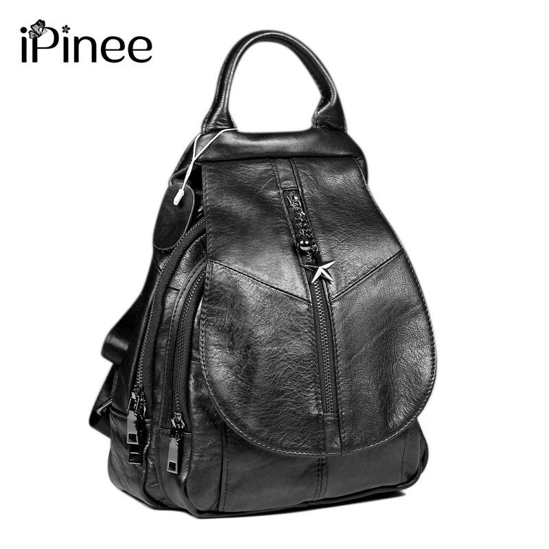 

Модный рюкзак iPinee из воловьей кожи для женщин, школьный ранец из натуральной кожи, дорожные сумки на плечо, черные/коричневые мешки