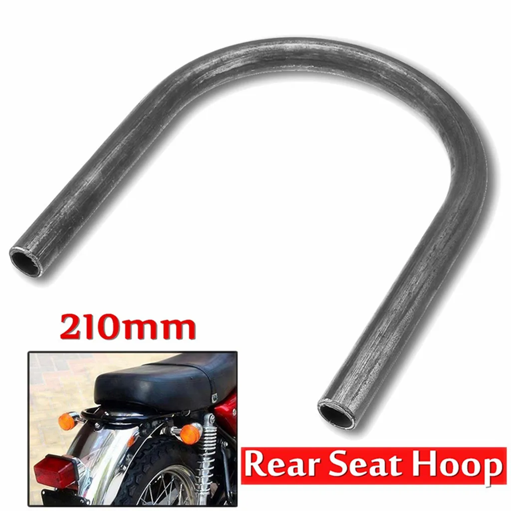 Universal Motorcycle Flat Seat Hoop Rear Seat Frame Loop Bracket Grab Rail Bars Handle DIY Accessory, Black, Metal - 210mm