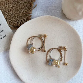

Handmade Dangle Earrings For Women 2020 Glass Ball Acrylic Back Drop Earrings Unique Korean Earrings Jewelry Bijoux