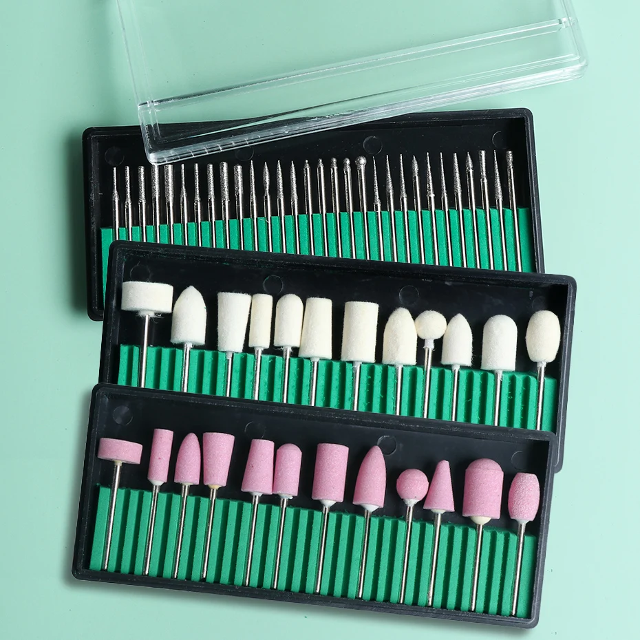 Nail Drill Bit Nail Drill Bits Set Quartz Stone Diamond Wool Milling Cutter For Manicure Tools Grinding Sanding Sander Cuticle Pedicure File