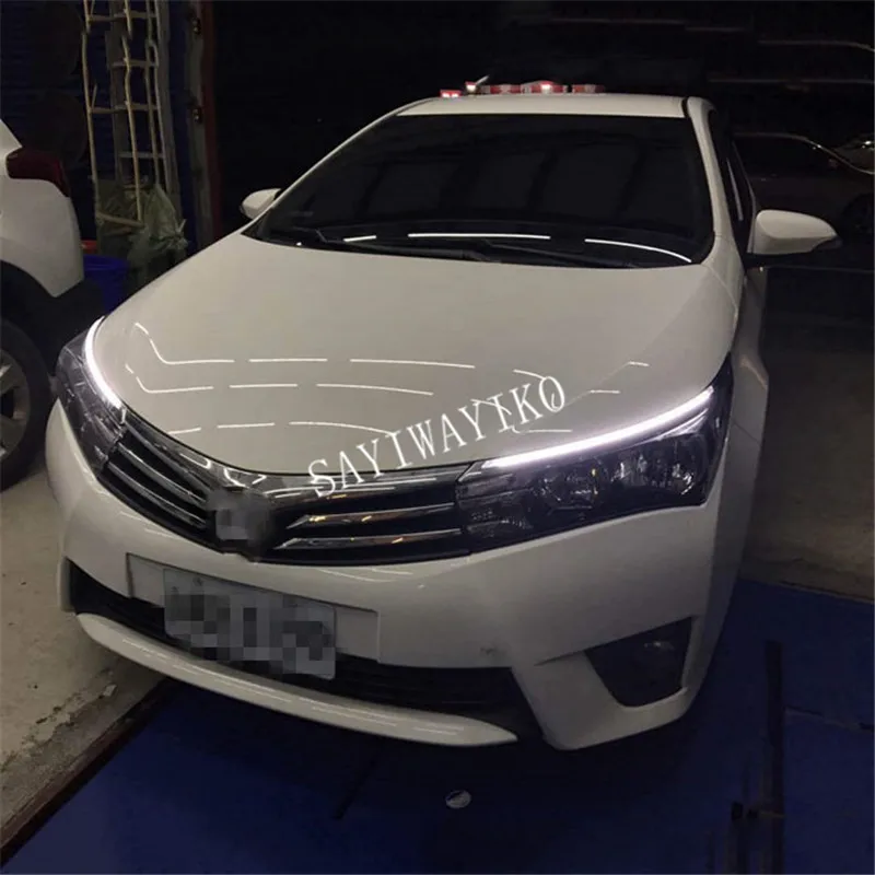 Для Toyota corolla- светодиодный DRL фара для бровей дневной ходовой свет противотуманная фара с движущейся динамической желтой поворотной сигналом