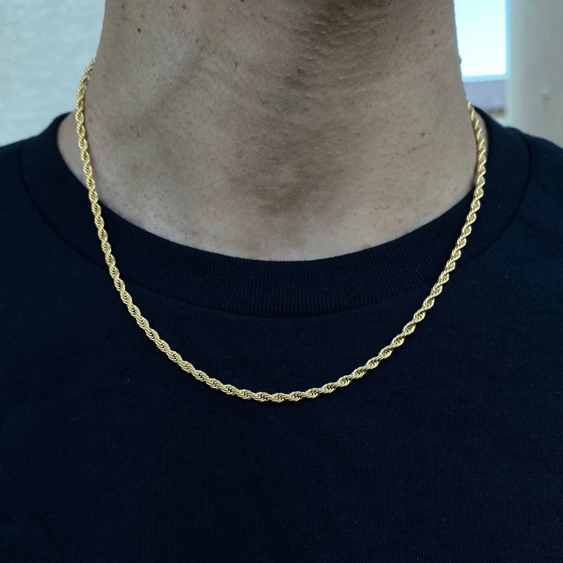Stainless Steel Necklace Fashion Rope Chain Necklace Men 3mm Width Stainless Steel Chain Necklace For Men Jewelry Gift