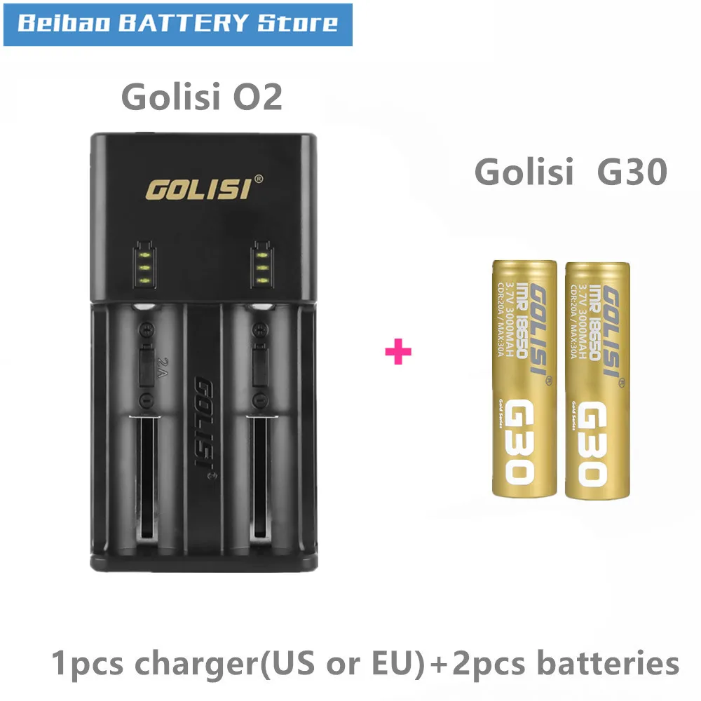 Golisi G30 IMR 18650 батарея 3000 мАч аккумуляторная батарея для VAPE с Golisi O2 интеллектуальное зарядное устройство power Bank 2A быстрая