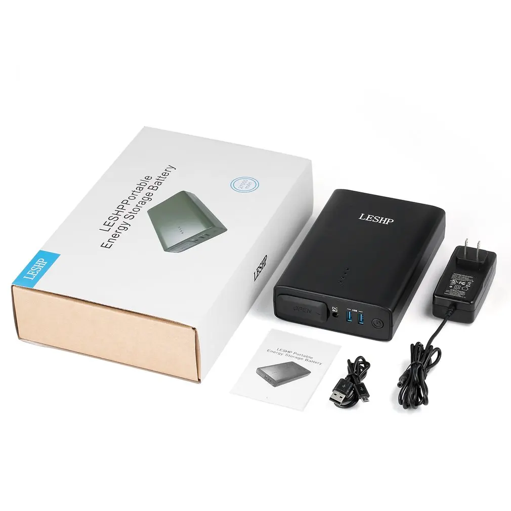 

Portable Power Bank Travel Charger Built-in AC Output Dual USB LED Indicator For Macbook Laptops Smartphone