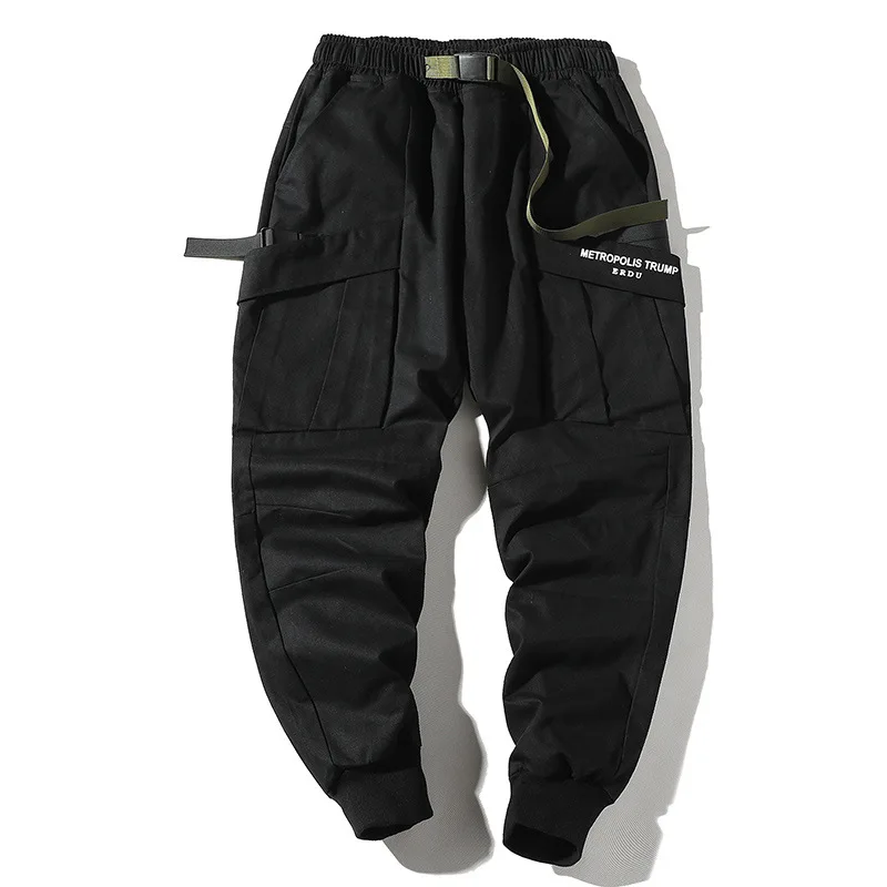 New Fashionable Darkly Stylish Men's Jogger Trousers Autumn Hip Hop Streetwear Side Pocket Ribbons ins Sweatpants Pencil Pants New Fashionable Darkly Stylish Men's Jogger Trousers Autumn Hip Hop Streetwear Side Pocket Ribbons ins Sweatpants Pencil Pants