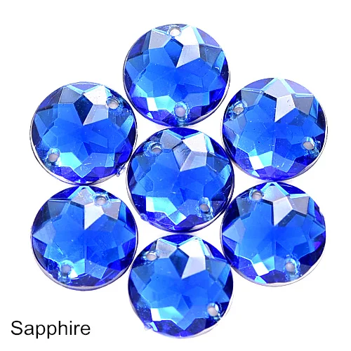 sapphire Акриловые круглые цветные пришивные стразы с плоской задней частью стразы для шитья Свободные стразы с кристаллами женское платье Y3493 - Цвет: sapphire