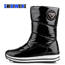 Зимние женские теплые зимние ботинки на плоской подошве; Водонепроницаемая зимняя обувь на толстом меху года; нескользящие женские ботинки; botas mujer Botas