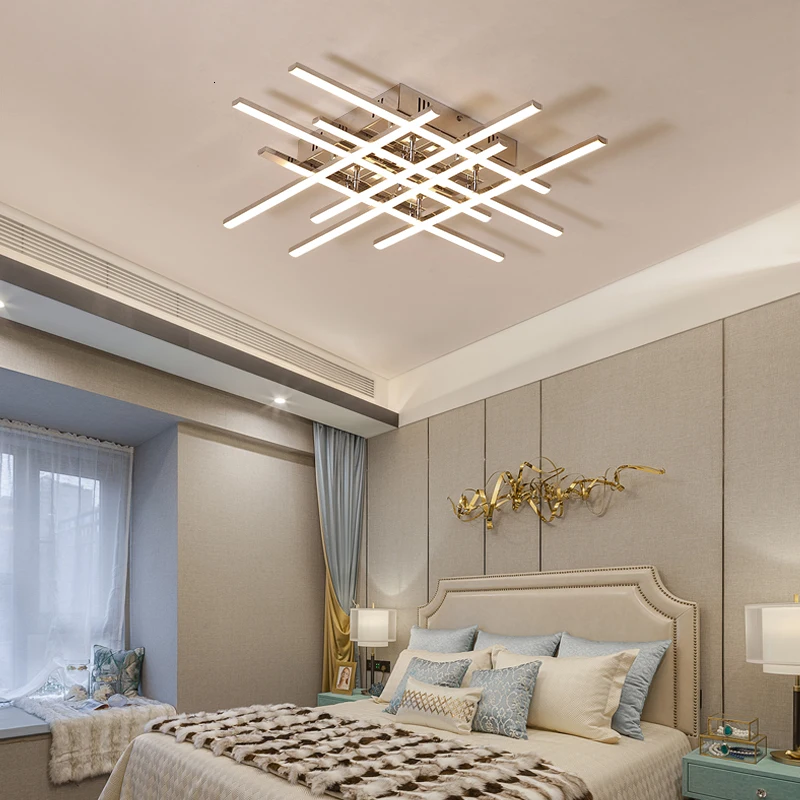 Хромированные креативные современные светодиодные потолочные лампы для гостиной спальни с регулируемой яркостью потолочный светильник 90-260 в скандинавский потолочный светильник