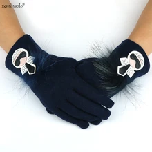 Новые модные женские перчатки с сенсорным экраном, женские перчатки с пятью пальцами, спортивные перчатки для активного отдыха, плюшевые теплые перчатки