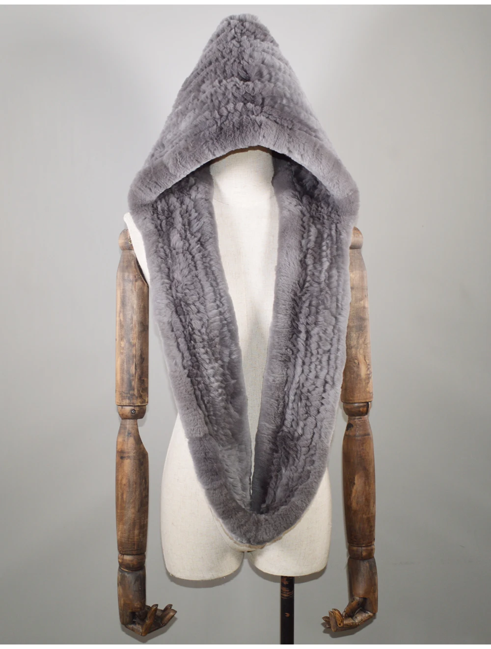 Hot Sale Winter Knitted Real Rex Rabbit Fur Hat Scarf Women Rex Rabbit Fur Cap Scarves Quality Natural Rex Rabbit Fur Poncho Hat