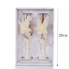 Комплект из 2 предметов, свадебные стеклянные креативные цветы, хрустальные свадебные бокалы для шампанского бокал, красный бокал для вина, кружка, свадебные украшения