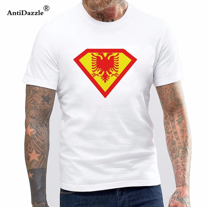 Antidazzle Funny T shirt Men Short Ct-Shirt Albania Superman Albanien Tiranat Shirt Brand Printed 100% Cotton Tee | Мужская одежда