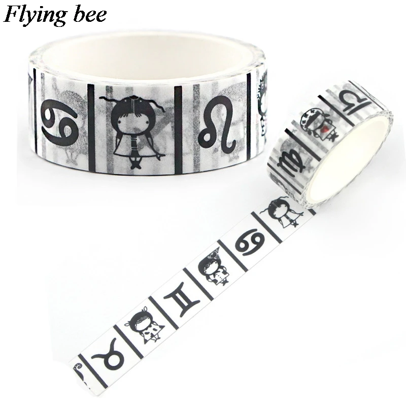 

Flyingbee 15mmX5m Paper Washi Tape twelve constellations Adhesive Tape DIY Scrapbooking Sticker Label Masking Tape X0596