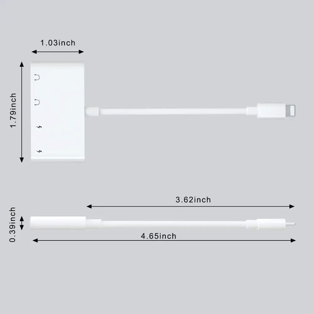 4 in 1 for Lightning to 3 5mm Headphone Aux Jack Audio Adapter With Micro USB Charge Audio Port For iPhone X XR XS 8 7 iPod iPad