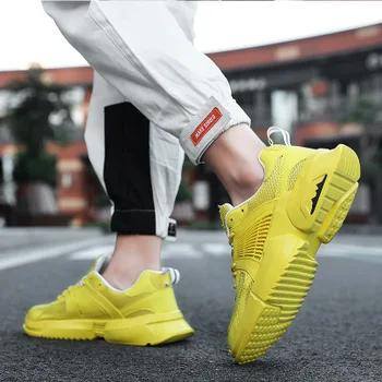 

2019 summer breathable mesh shoes deodorant yellow hollow mesh men's casual shoes summer net shoes men