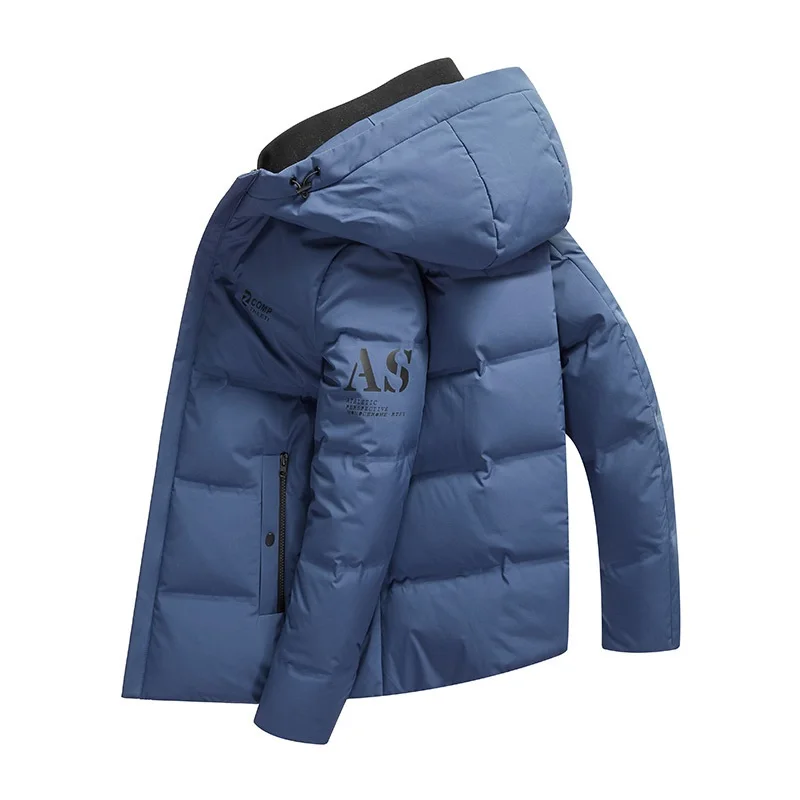 Зимние мужские пальто на 90% утином пуху, мужские Модные повседневные куртки на утином пуху, мужские однотонные Короткие пуховики с капюшоном, верхняя одежда, JK-854