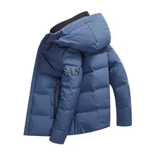 Зимние мужские пальто на 90% утином пуху, мужские Модные повседневные куртки на утином пуху, мужские однотонные Короткие пуховики с капюшоном, верхняя одежда, JK-854