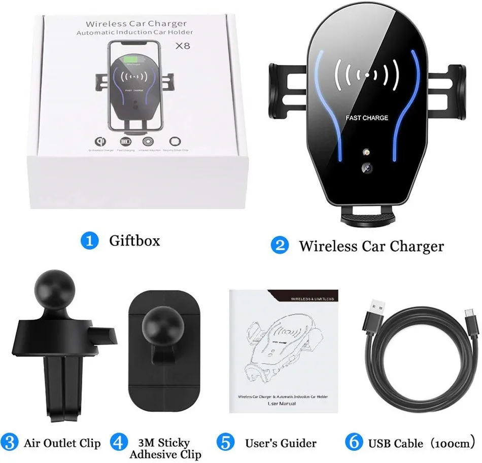 10W Qi автомобильное беспроводное зарядное устройство для iPhone 11 pro samsung S10 Xiaomi Mi 9 Быстрая зарядка Авто зажимное зарядное устройство держатель для телефона