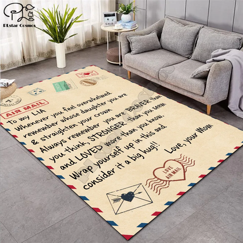 

To My Lia Letter Pattern Fashion Soft Flannel 3D Printed Rugs Mat Rugs Anti-slip Large Rug Carpet Home Decoration