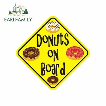 

EARLFAMILY 13cm x 13cm for Donuts on Board Cartoon Funny Car Stickers Bumper RV VAN Fine Decal JDM Vinyl Car Accessories Oem