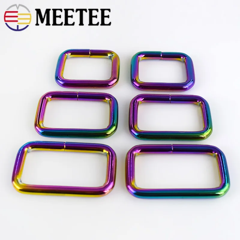Meetee 4pc 26/33/38mm Metal Square D Ring Adjust Web Strap Buckles Bag Clasp Hang Hook DIY Luggage Hardware Accessories BF228|Пряжки и
