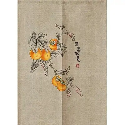 Retro Chinese Style Bedroom Kitchen Partition Curtain Geomantic Shielding Curtain Half Panel Tube Curtain Decoration
