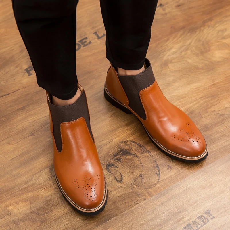 Осенние ботильоны «Челси» мужская обувь модные уличные кожаные ботинки мужская обувь удобные свадебные ботинки кожаная обувь