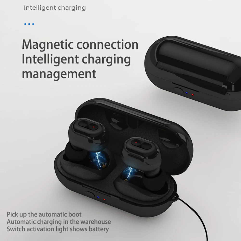 TWS Headphones Bluetooth 5 0 Wireless Earphones Sports Earphone 3D Stereo Sound Earbud with Portable Mic and Charging box