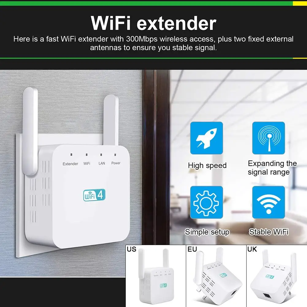 Беспроводной маршрутизатор Wi-Fi ретранслятор 300 Мбит/с усилитель интернет-сигнала настенный усилитель ультра компактный wifi удлинитель 2,4-2,4835 ГГц