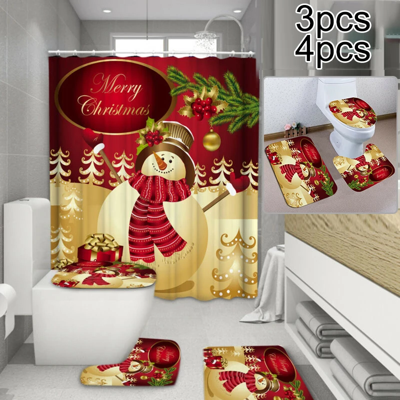 Рождественский снеговик занавеска для душа Ванная комната Противоскользящий ковер коврики для туалета крышка товары для домашнего сада