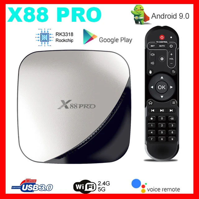 MECOOL ТВ коробка X88 PRO ТВ коробка Android9.0 4 Гб Оперативная память 64 Гб оперативной памяти, 32 Гб встроенной памяти, RK3318 Quad core Wifi Youtube 4K X88PRO 2GB16GB комплект для умного дома компьютерной приставки к телевизору