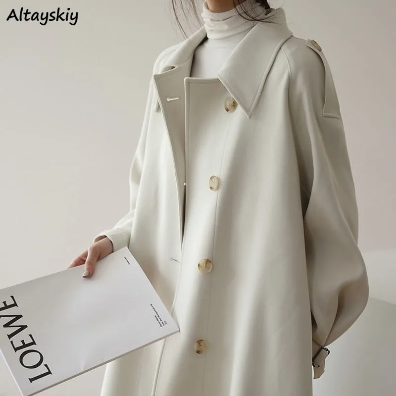 

Solid Trench Women Spliced Single Breasted Korean Style Chic Trendy Popular Leisure Ulzzang Slim Spring Autumn College Elegant