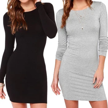 

Long Sleeve High Neck Bodycon Sexy High Waist Mini Dress Spring Autumn Women Fashion Party Elegant Dresses