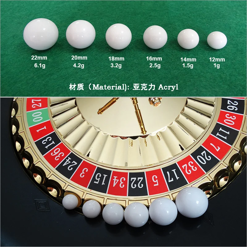 3 шт./лот акриловая рулетка мяч для рулетки игры казино 6 размеров 12mm 14mm 16mm 18mm 20mm