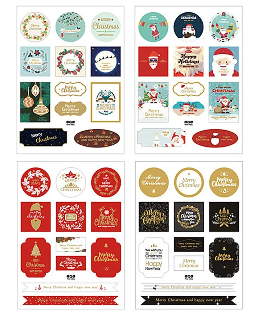 Рождественский стикер Рождественский Подарочный ярлык имя этикетки клей декоративные наклейки s для рождества праздника - Цвет: Hot stamping 4PCS
