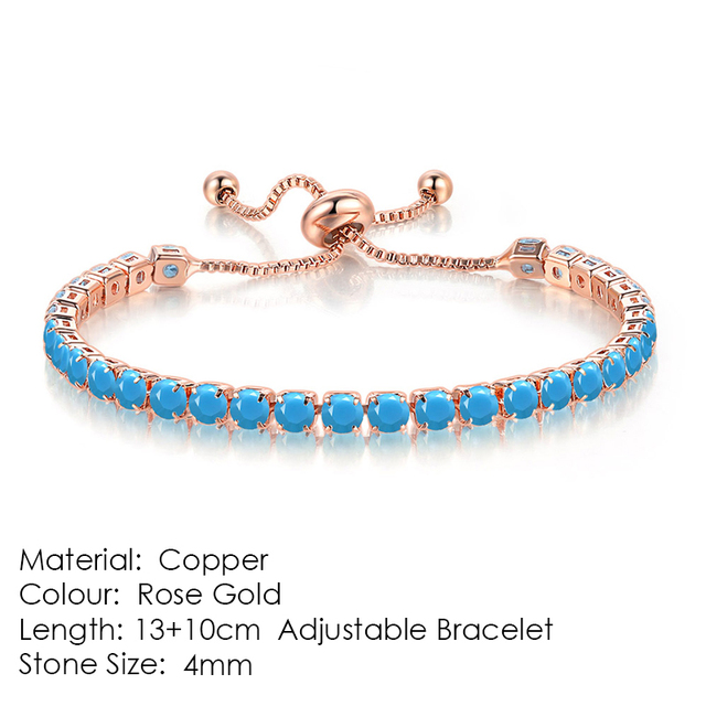 Luxury Adjustable Tennis Bracelets For Women Christmas Gift Rainbow Zircon Rose Gold Color Chain Jewelry Korean H056